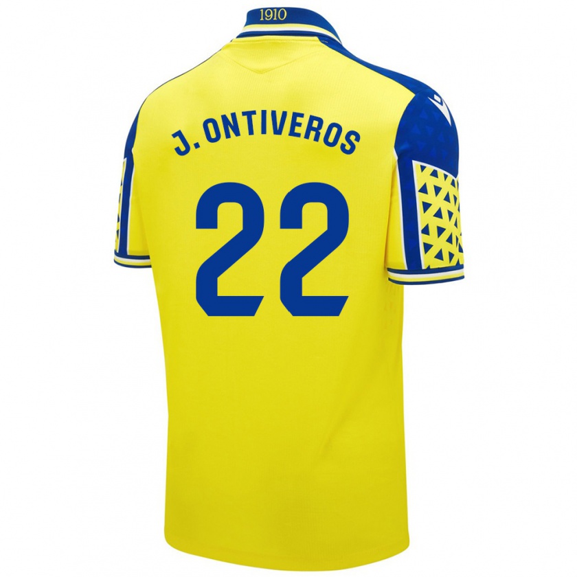 Kandiny Gyermek Javi Ontiveros #22 Sárga Kék Hazai Jersey 2024/25 Mez Póló Ing