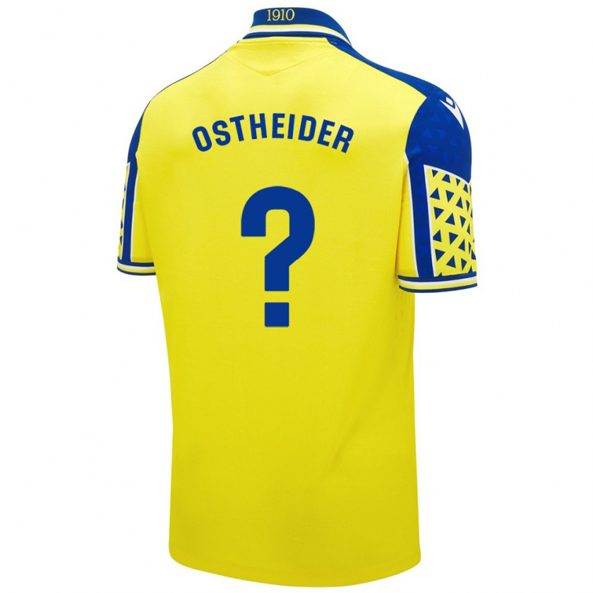 Kandiny Gyermek Joachim Ostheider #0 Sárga Kék Hazai Jersey 2024/25 Mez Póló Ing