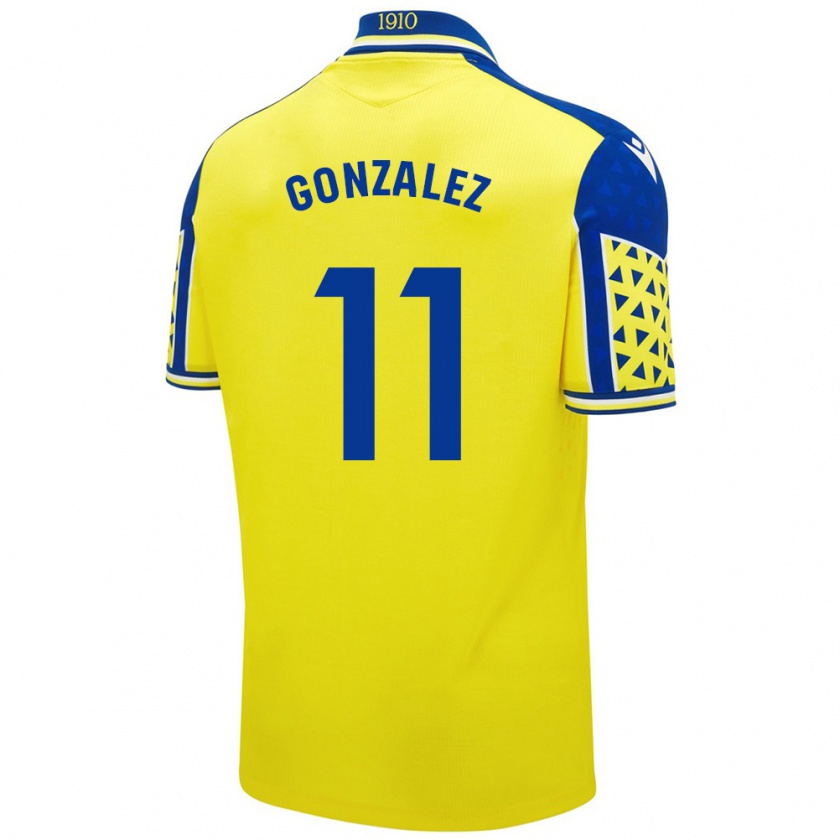 Kandiny Gyermek Chus González #11 Sárga Kék Hazai Jersey 2024/25 Mez Póló Ing