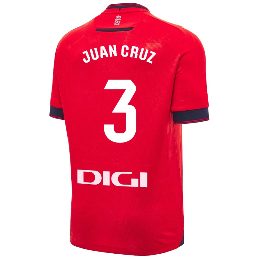 Kandiny Gyermek Juan Cruz #3 Piros Fehér Hazai Jersey 2024/25 Mez Póló Ing