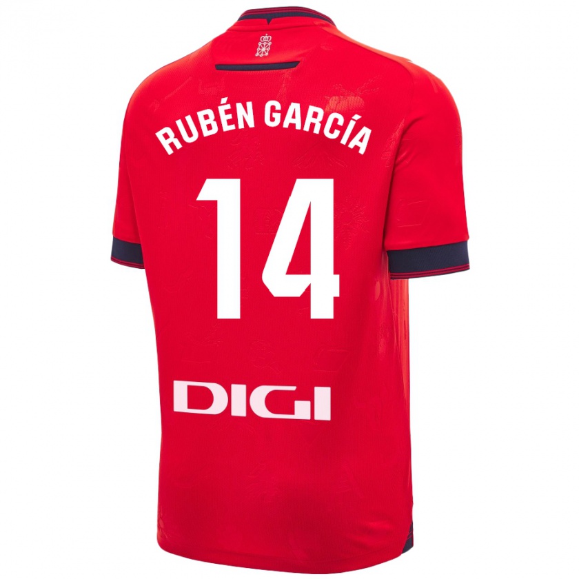 Kandiny Gyermek Rubén García #14 Piros Fehér Hazai Jersey 2024/25 Mez Póló Ing