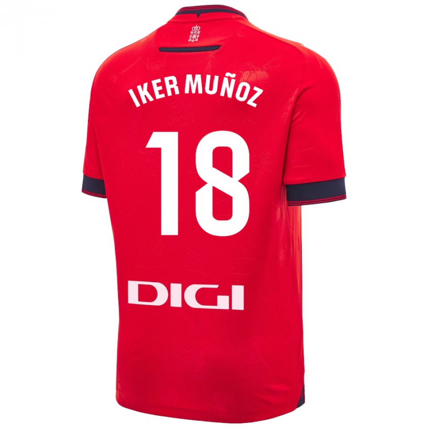 Kandiny Gyermek Iker Muñoz #18 Piros Fehér Hazai Jersey 2024/25 Mez Póló Ing