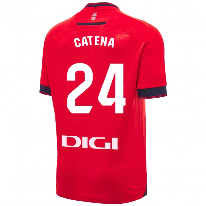 Kandiny Gyermek Alejandro Catena #24 Piros Fehér Hazai Jersey 2024/25 Mez Póló Ing