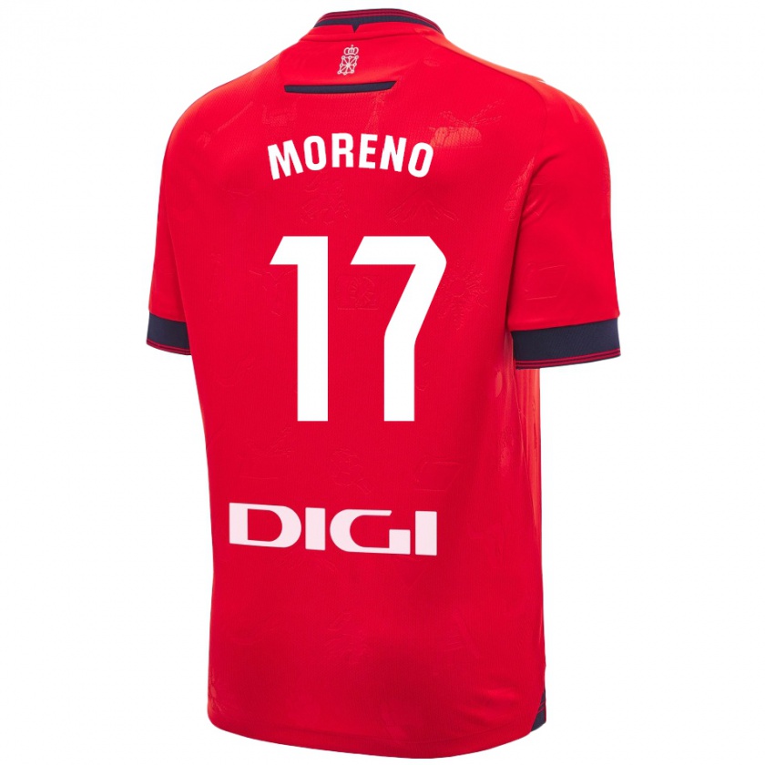 Kandiny Gyermek Pablo Moreno #17 Piros Fehér Hazai Jersey 2024/25 Mez Póló Ing