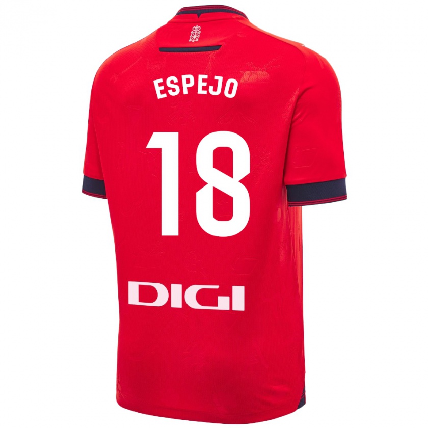 Kandiny Gyermek Diego Espejo #18 Piros Fehér Hazai Jersey 2024/25 Mez Póló Ing