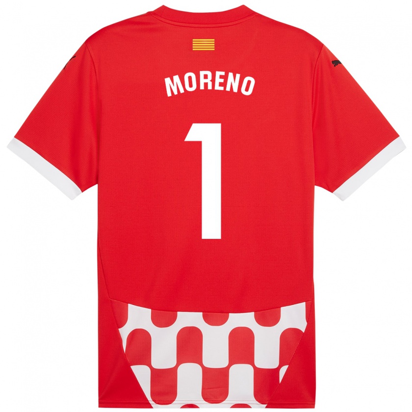 Kandiny Gyermek Gerard Moreno #1 Piros Fehér Hazai Jersey 2024/25 Mez Póló Ing