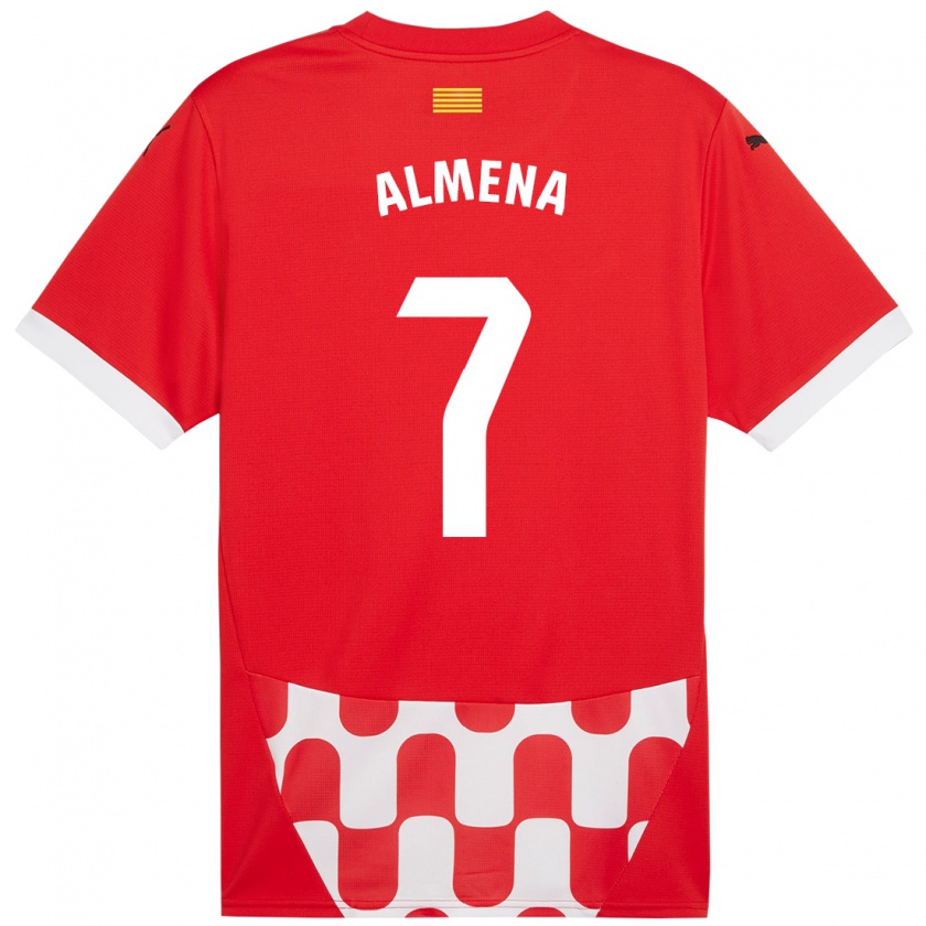 Kandiny Gyermek Iker Almena #7 Piros Fehér Hazai Jersey 2024/25 Mez Póló Ing