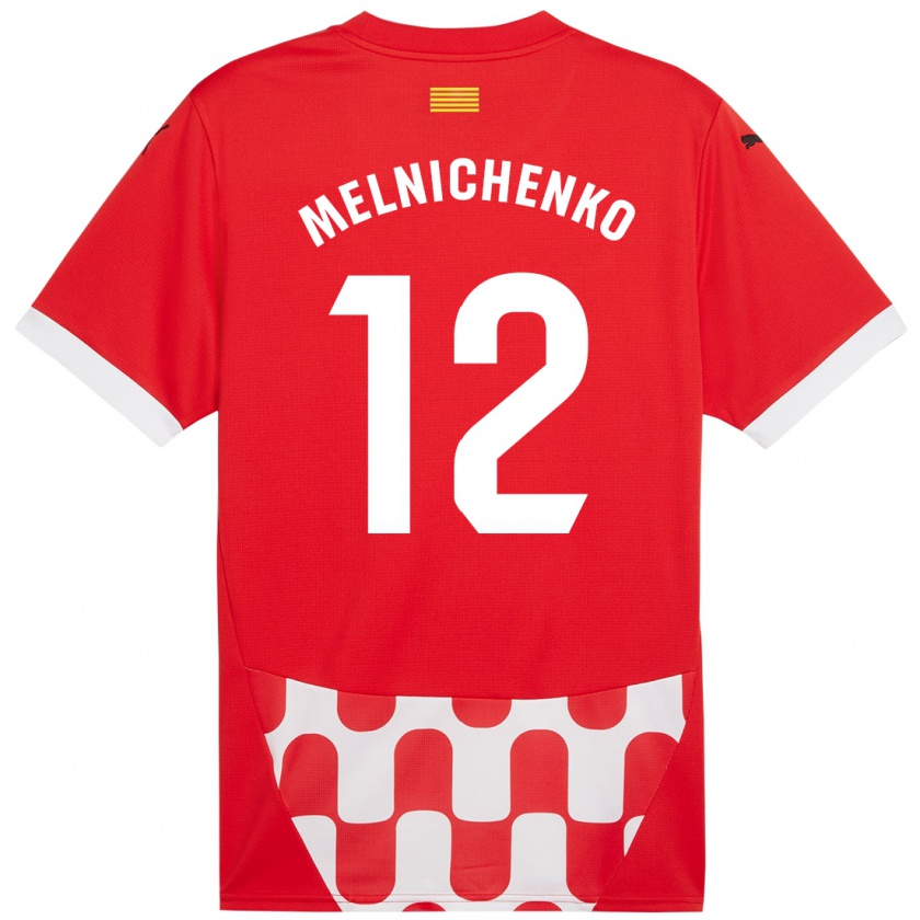 Kandiny Gyermek Dmytro Melnichenko #12 Piros Fehér Hazai Jersey 2024/25 Mez Póló Ing