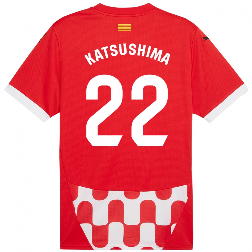 Kandiny Gyermek Shinnosuke Katsushima #22 Piros Fehér Hazai Jersey 2024/25 Mez Póló Ing