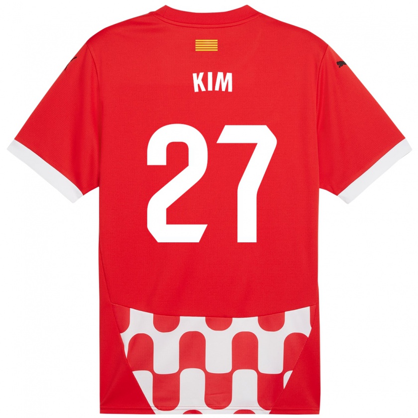 Kandiny Gyermek Min-Su Kim #27 Piros Fehér Hazai Jersey 2024/25 Mez Póló Ing