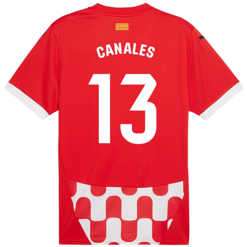 Kandiny Gyermek Juanvi Canales #13 Piros Fehér Hazai Jersey 2024/25 Mez Póló Ing