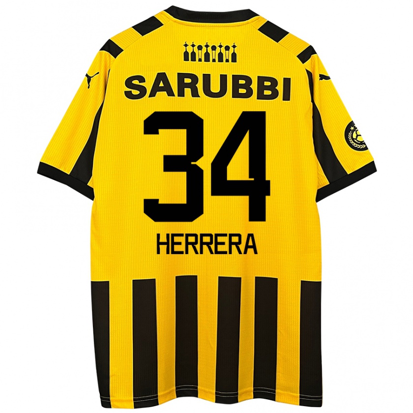 Kandiny Gyermek Nahuel Herrera #34 Sárga Fekete Hazai Jersey 2024/25 Mez Póló Ing