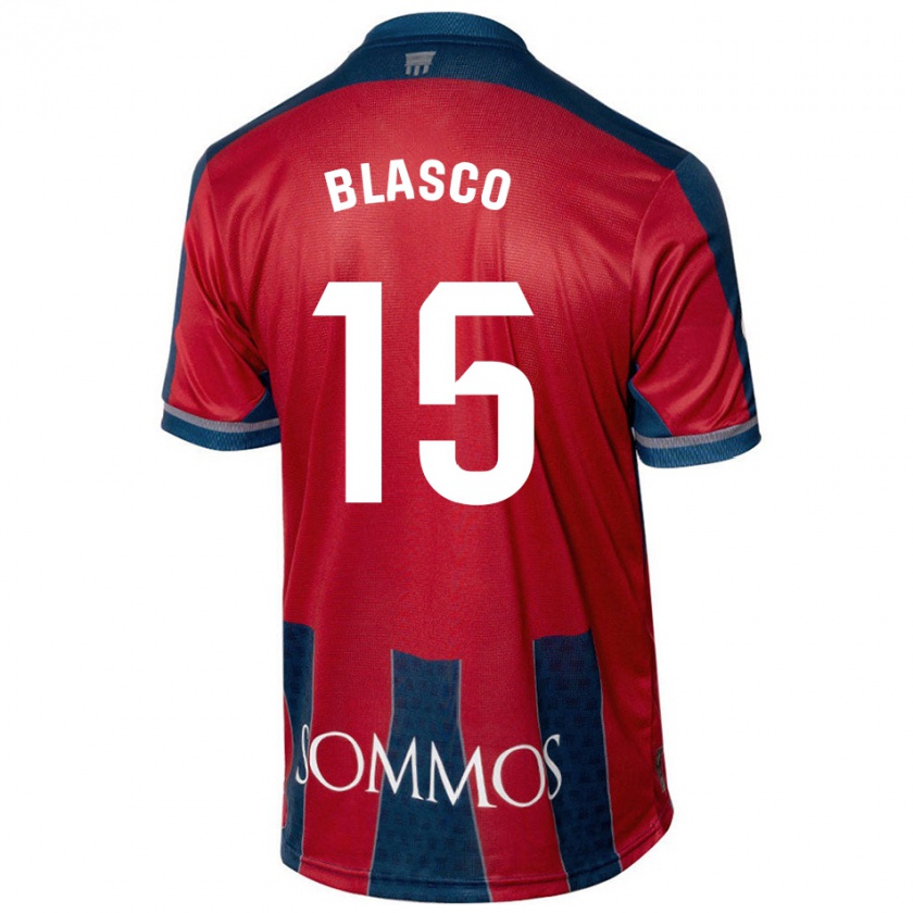 Kandiny Gyermek Jérémy Blasco #15 Piros Kék Hazai Jersey 2024/25 Mez Póló Ing