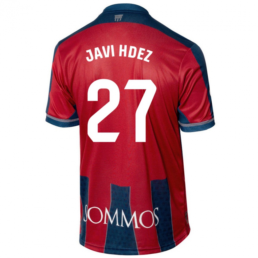 Kandiny Gyermek Javi Hernández #27 Piros Kék Hazai Jersey 2024/25 Mez Póló Ing