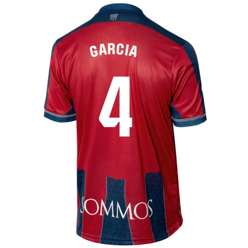 Kandiny Gyermek Nacho García #4 Piros Kék Hazai Jersey 2024/25 Mez Póló Ing