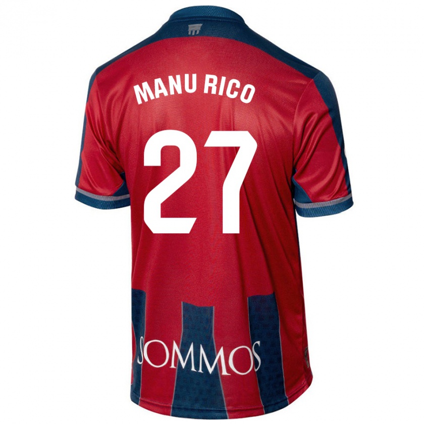 Kandiny Gyermek Manu Rico #27 Piros Kék Hazai Jersey 2024/25 Mez Póló Ing