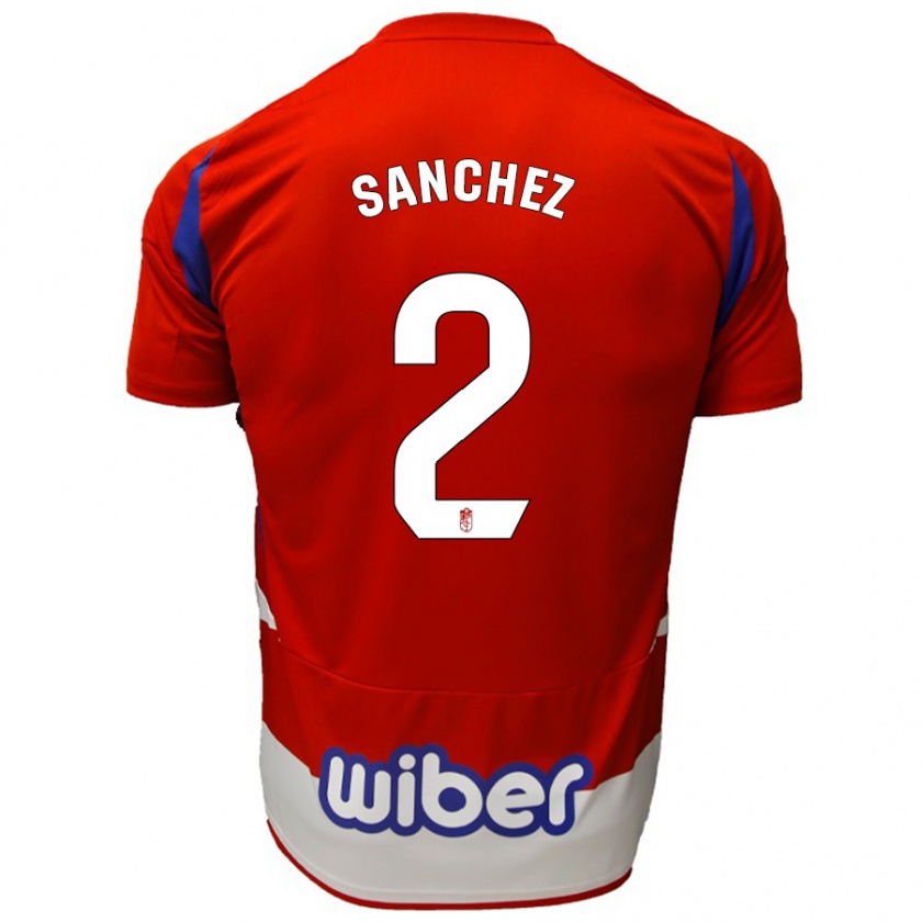 Kandiny Gyermek Rubén Sánchez #2 Piros Fehér Kék Hazai Jersey 2024/25 Mez Póló Ing