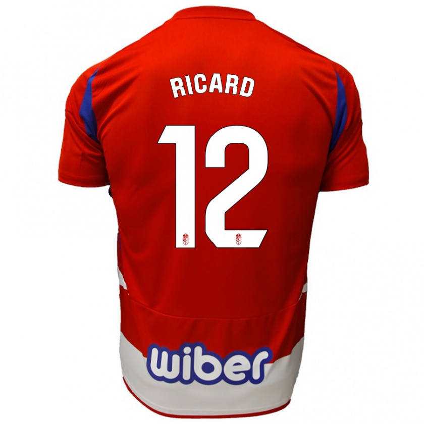 Kandiny Gyermek Ricard Sánchez #12 Piros Fehér Kék Hazai Jersey 2024/25 Mez Póló Ing