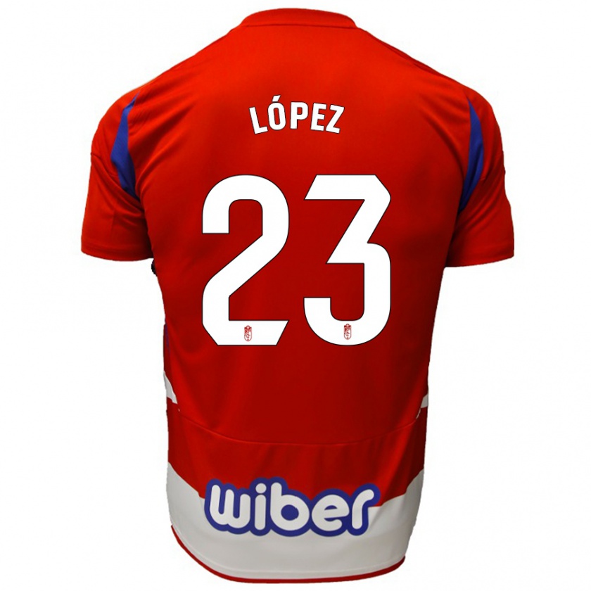 Kandiny Gyermek Diego López #23 Piros Fehér Kék Hazai Jersey 2024/25 Mez Póló Ing