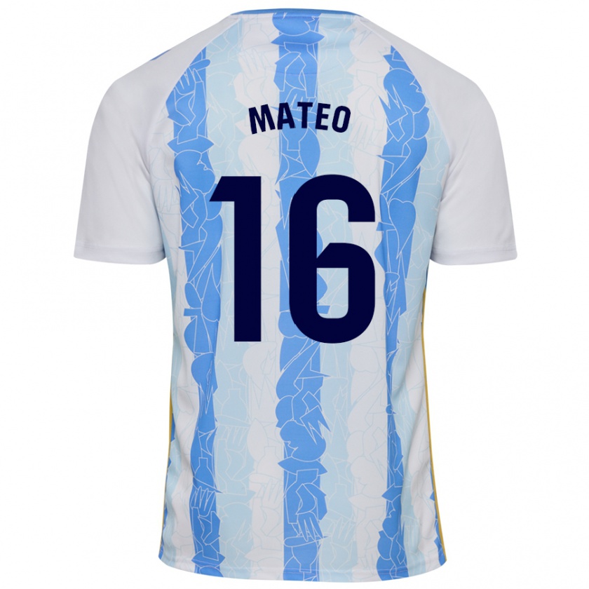 Kandiny Gyermek Ángel Mateo #16 Fehér Kék Hazai Jersey 2024/25 Mez Póló Ing