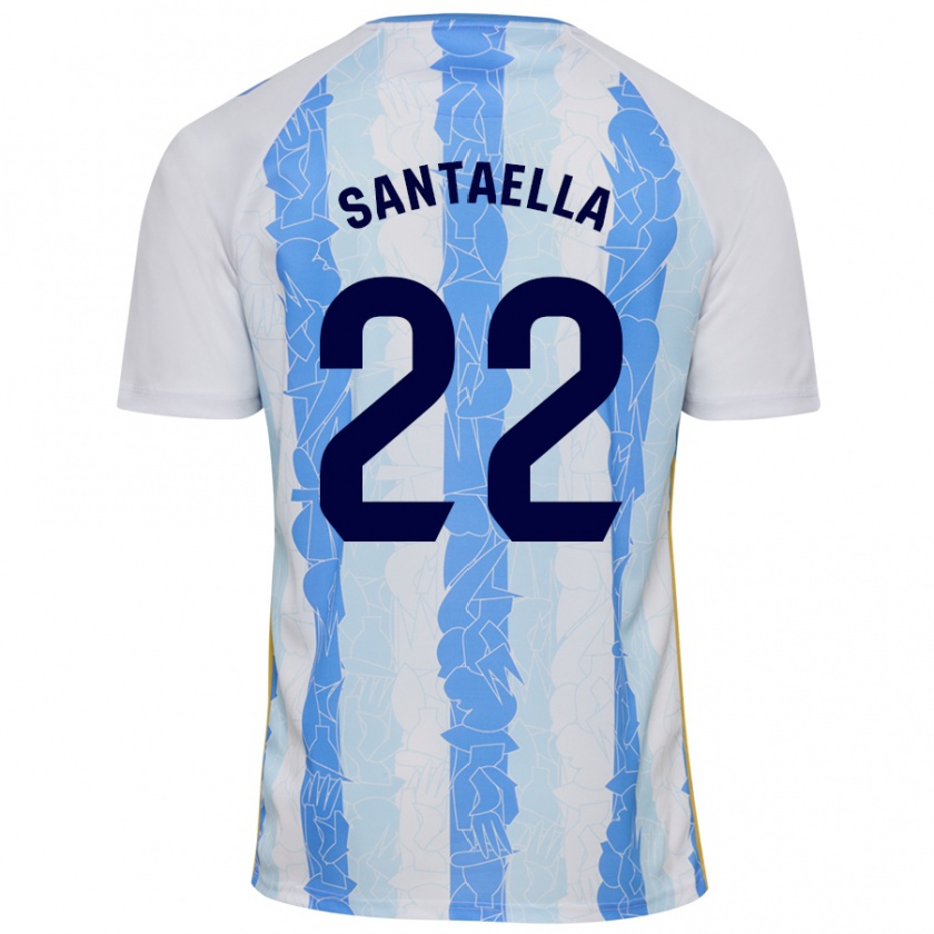 Kandiny Gyermek Miguel Ángel Santaella #22 Fehér Kék Hazai Jersey 2024/25 Mez Póló Ing