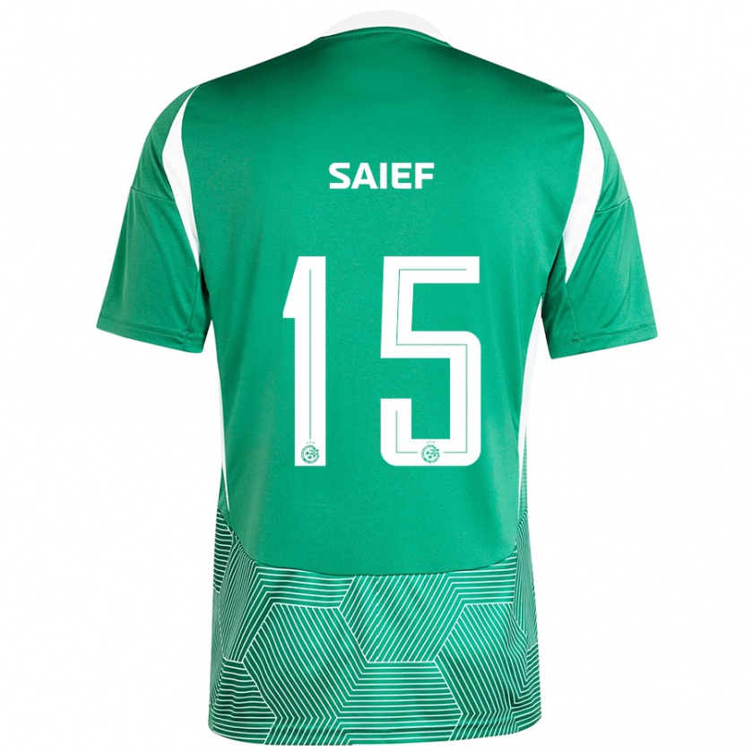 Kandiny Gyermek Kenny Saief #15 Zöld Fehér Hazai Jersey 2024/25 Mez Póló Ing