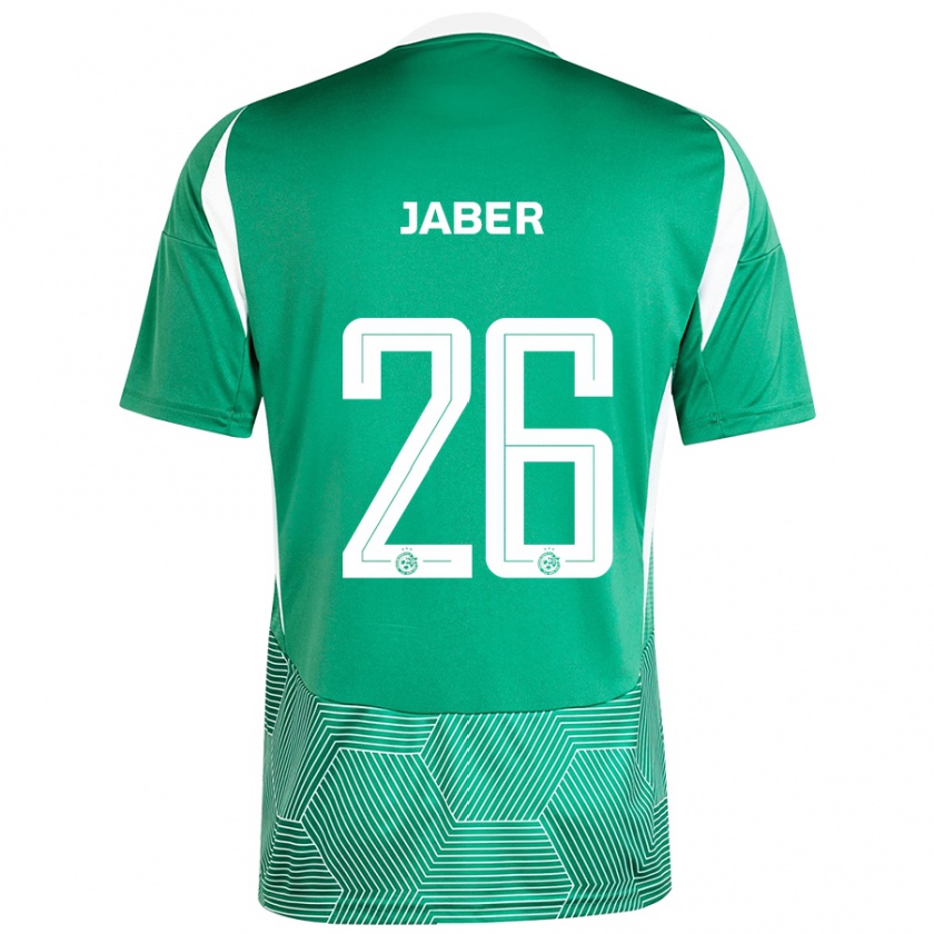 Kandiny Gyermek Mahmoud Jaber #26 Zöld Fehér Hazai Jersey 2024/25 Mez Póló Ing