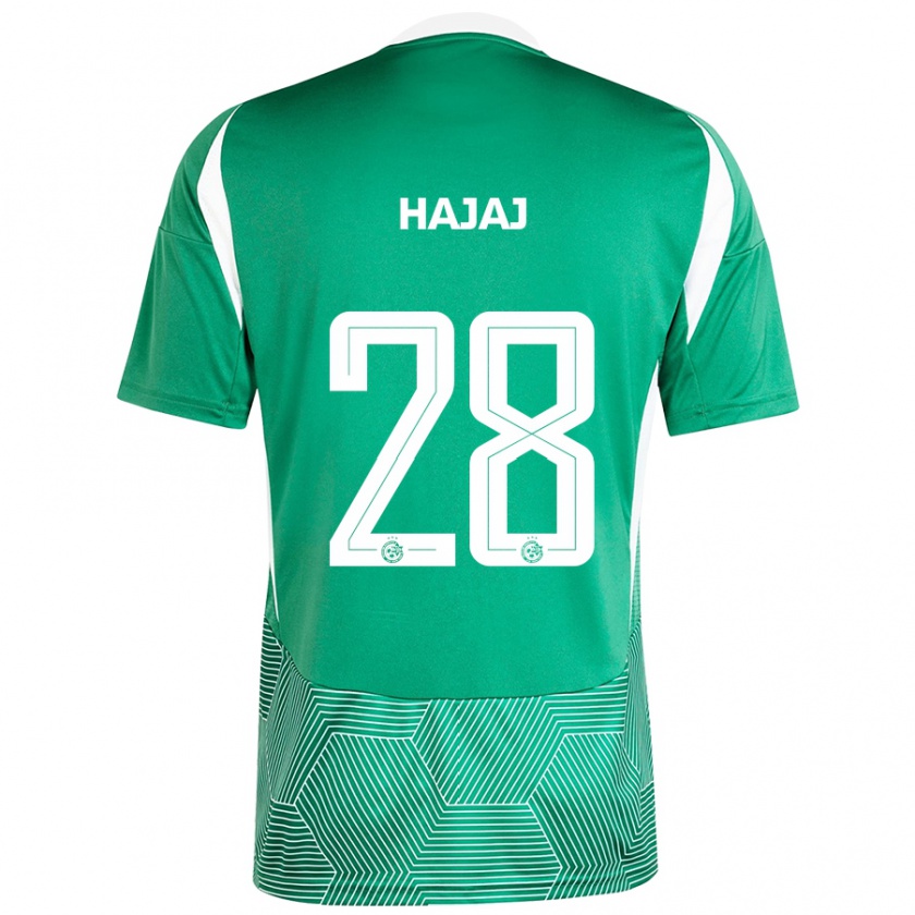 Kandiny Gyermek Ilay Hajaj #28 Zöld Fehér Hazai Jersey 2024/25 Mez Póló Ing