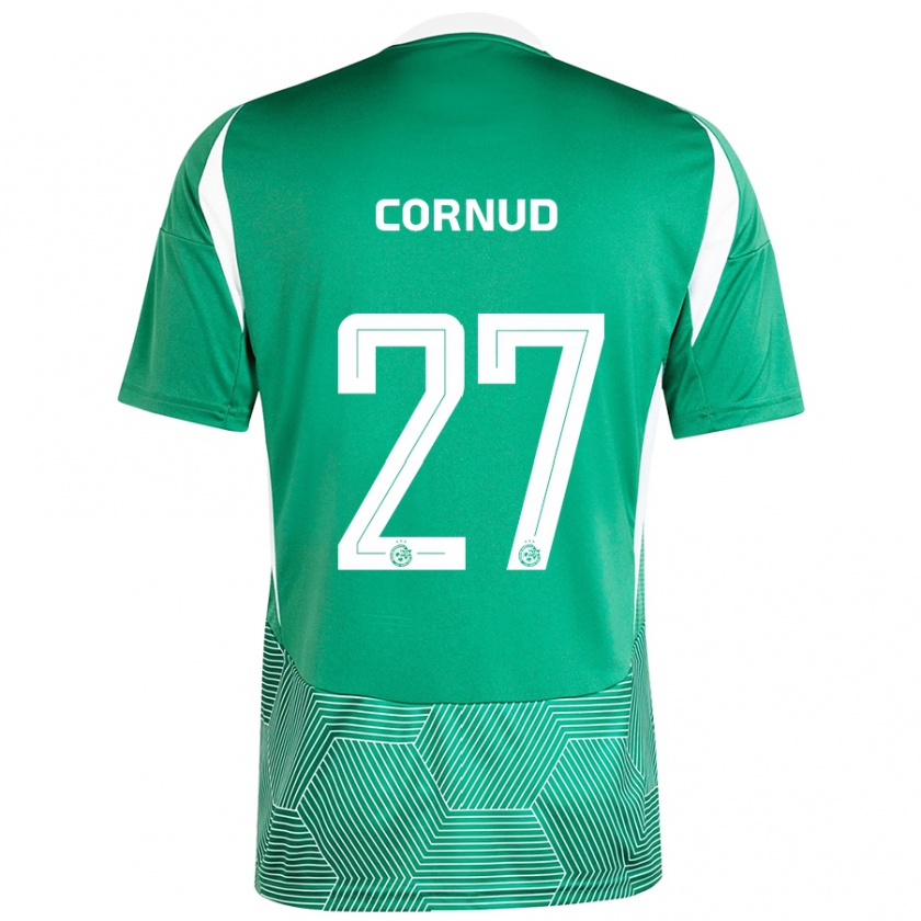 Kandiny Gyermek Pierre Cornud #27 Zöld Fehér Hazai Jersey 2024/25 Mez Póló Ing