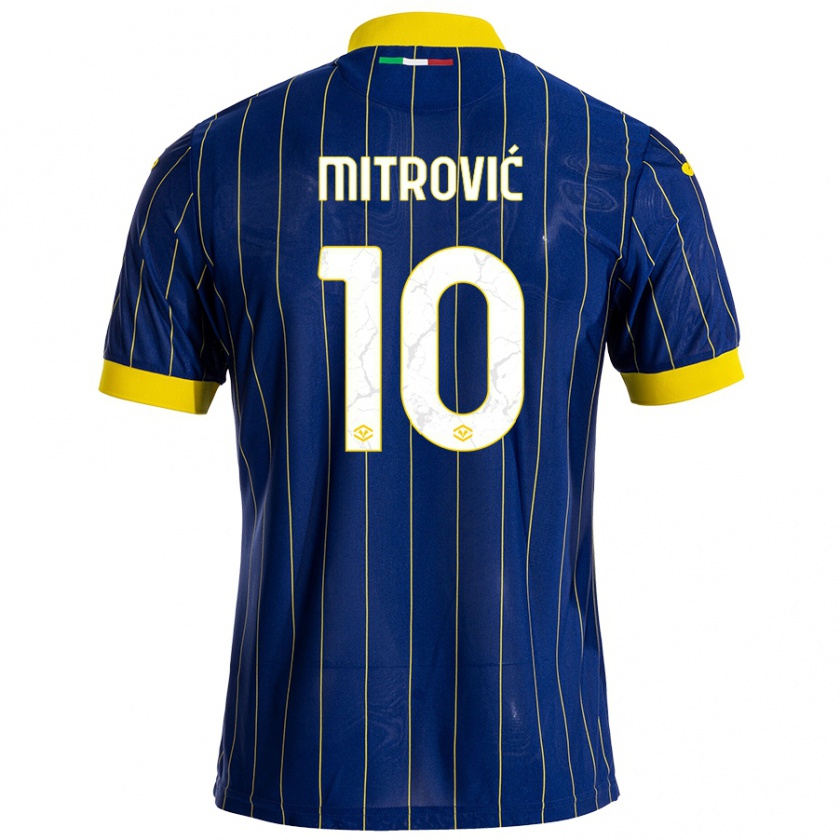 Kandiny Gyermek Stefan Mitrović #10 Kék Sárga Hazai Jersey 2024/25 Mez Póló Ing