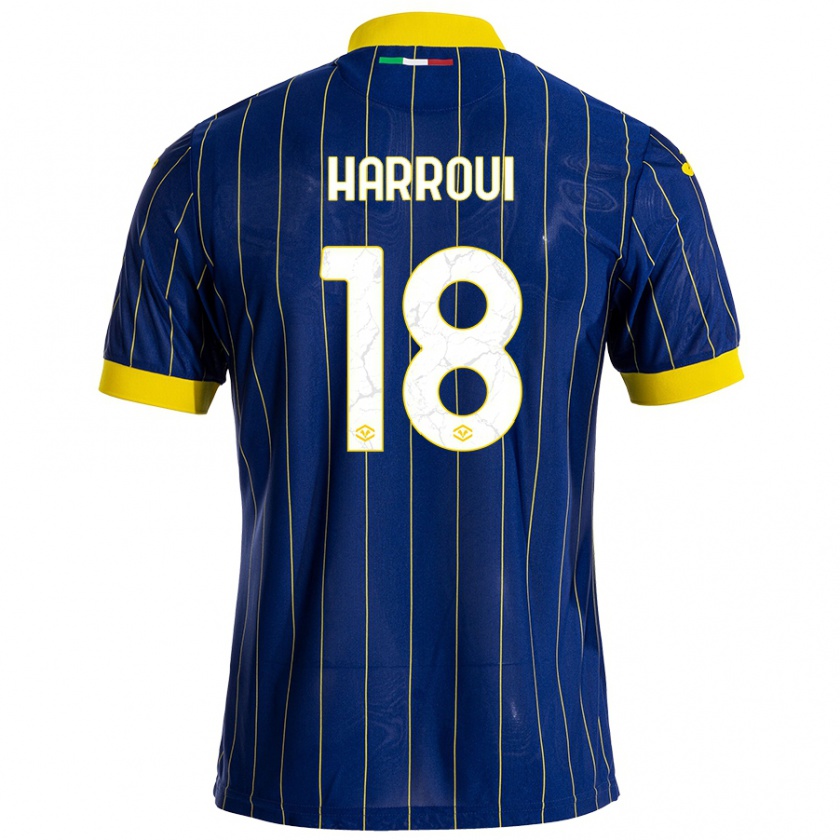 Kandiny Gyermek Abdou Harroui #18 Kék Sárga Hazai Jersey 2024/25 Mez Póló Ing