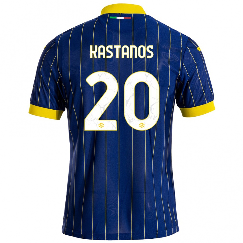 Kandiny Gyermek Grigoris Kastanos #20 Kék Sárga Hazai Jersey 2024/25 Mez Póló Ing