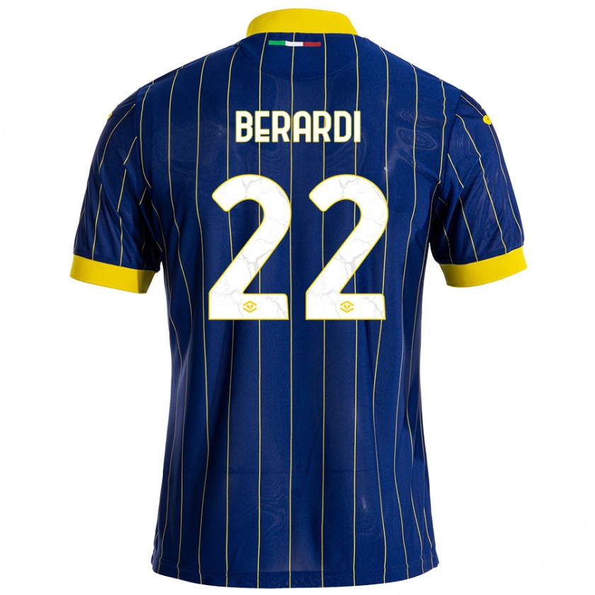 Kandiny Gyermek Alessandro Berardi #22 Kék Sárga Hazai Jersey 2024/25 Mez Póló Ing