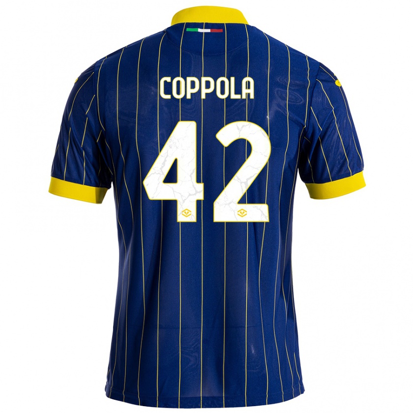 Kandiny Gyermek Diego Coppola #42 Kék Sárga Hazai Jersey 2024/25 Mez Póló Ing