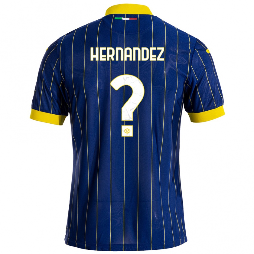 Kandiny Gyermek Joaquin Hernandez #0 Kék Sárga Hazai Jersey 2024/25 Mez Póló Ing