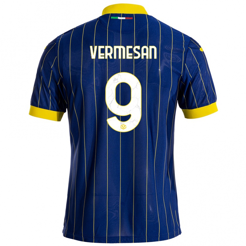 Kandiny Gyermek Ioan Vermeșan #9 Kék Sárga Hazai Jersey 2024/25 Mez Póló Ing