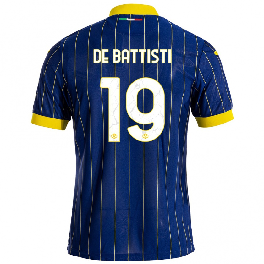 Kandiny Gyermek Davide De Battisti #19 Kék Sárga Hazai Jersey 2024/25 Mez Póló Ing