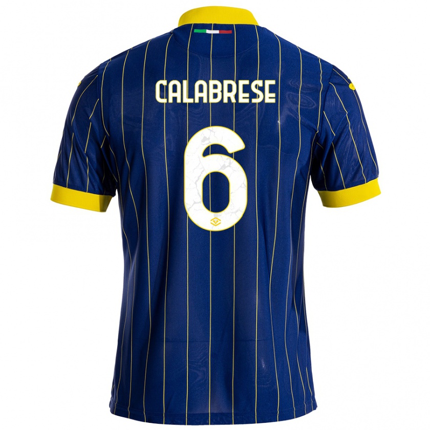 Kandiny Gyermek Nicolò Calabrese #6 Kék Sárga Hazai Jersey 2024/25 Mez Póló Ing