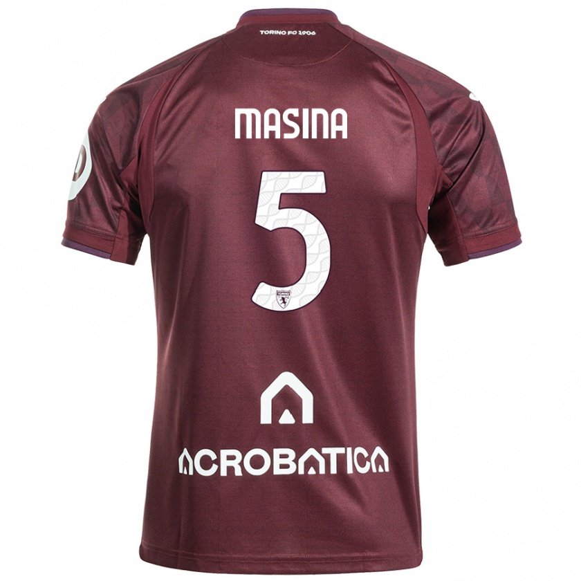 Kandiny Gyermek Adam Masina #5 Barna Fehér Hazai Jersey 2024/25 Mez Póló Ing