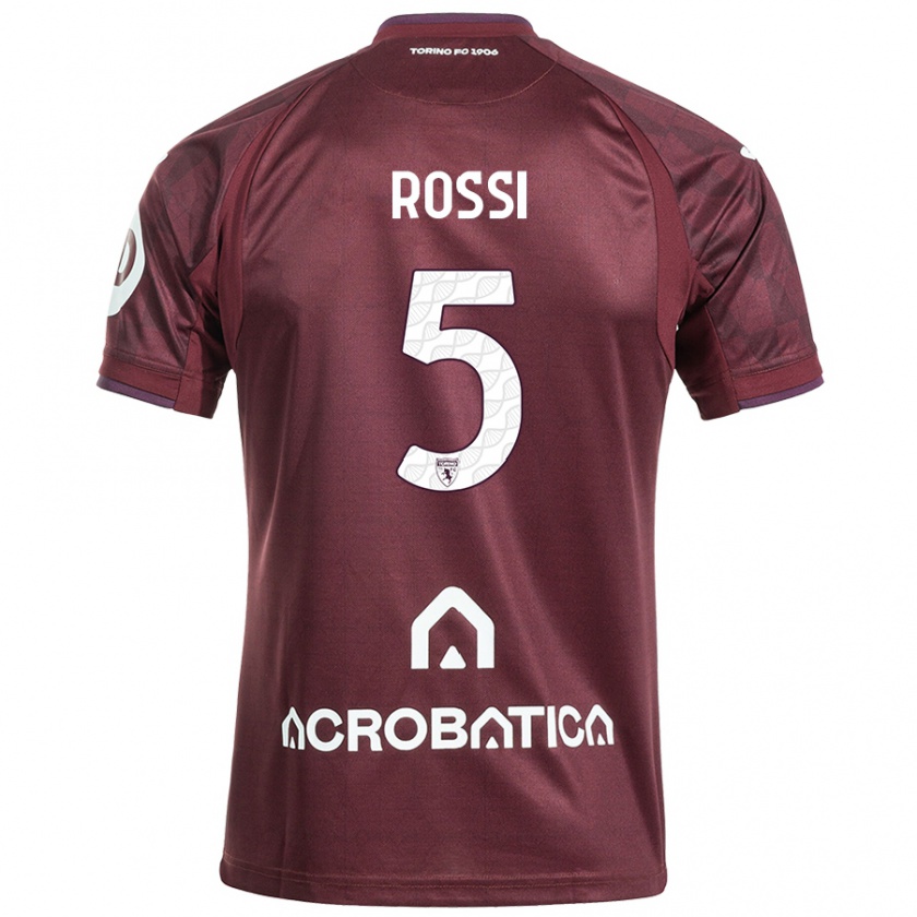 Kandiny Gyermek Simone Rossi #5 Barna Fehér Hazai Jersey 2024/25 Mez Póló Ing