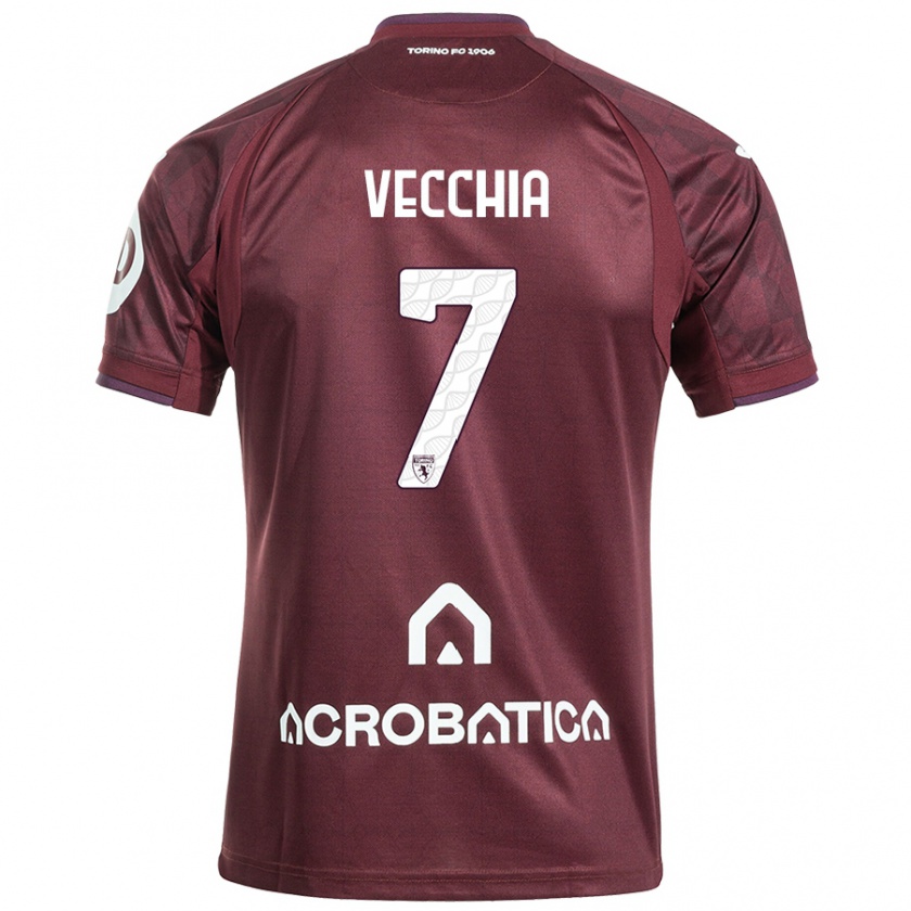 Kandiny Gyermek Marco Dalla Vecchia #7 Barna Fehér Hazai Jersey 2024/25 Mez Póló Ing