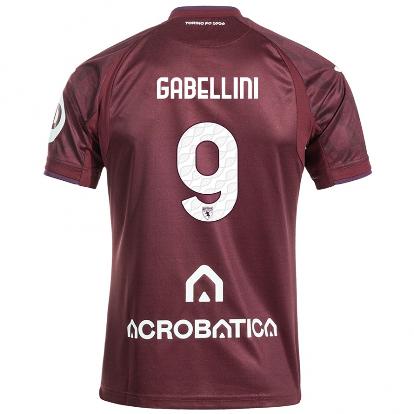 Kandiny Gyermek Tommaso Gabellini #9 Barna Fehér Hazai Jersey 2024/25 Mez Póló Ing