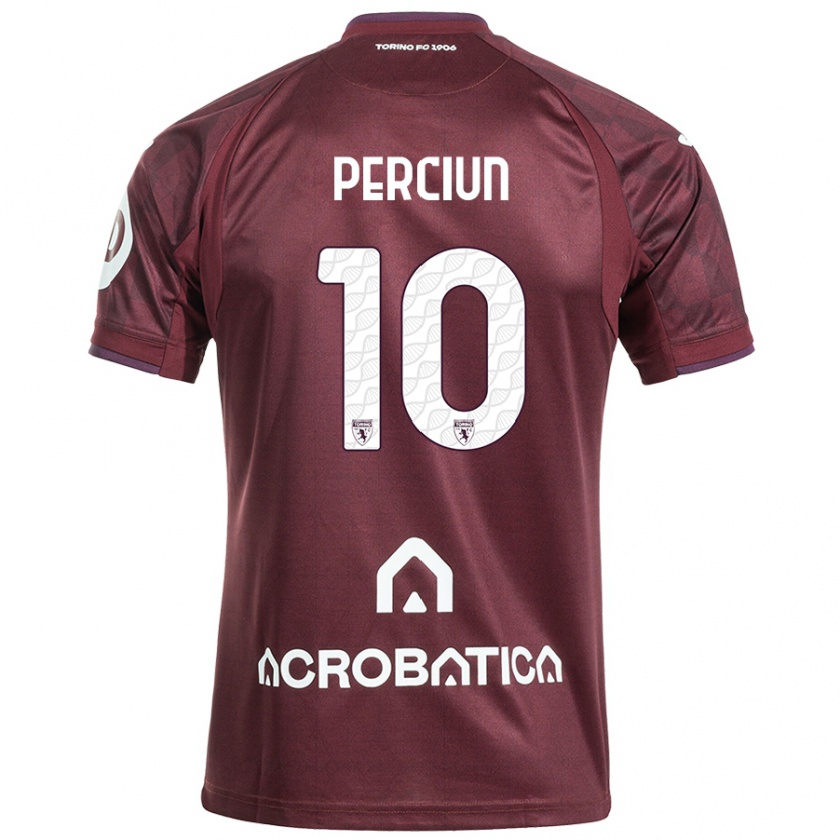 Kandiny Gyermek Sergiu Perciun #10 Barna Fehér Hazai Jersey 2024/25 Mez Póló Ing