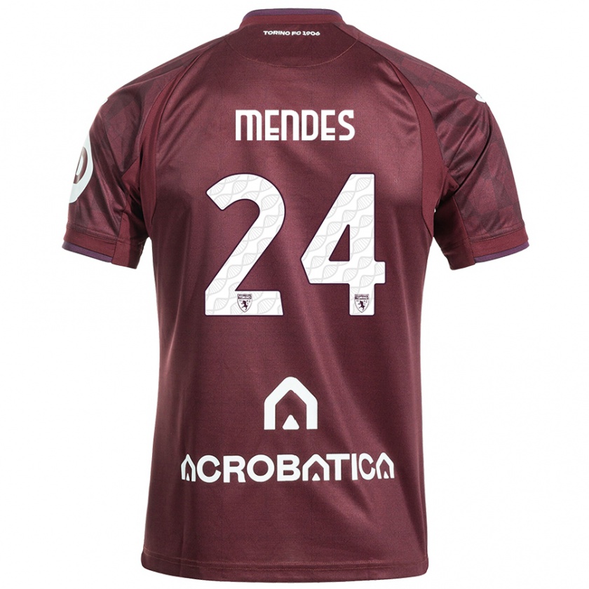 Kandiny Gyermek Rodrigo Mendes #24 Barna Fehér Hazai Jersey 2024/25 Mez Póló Ing