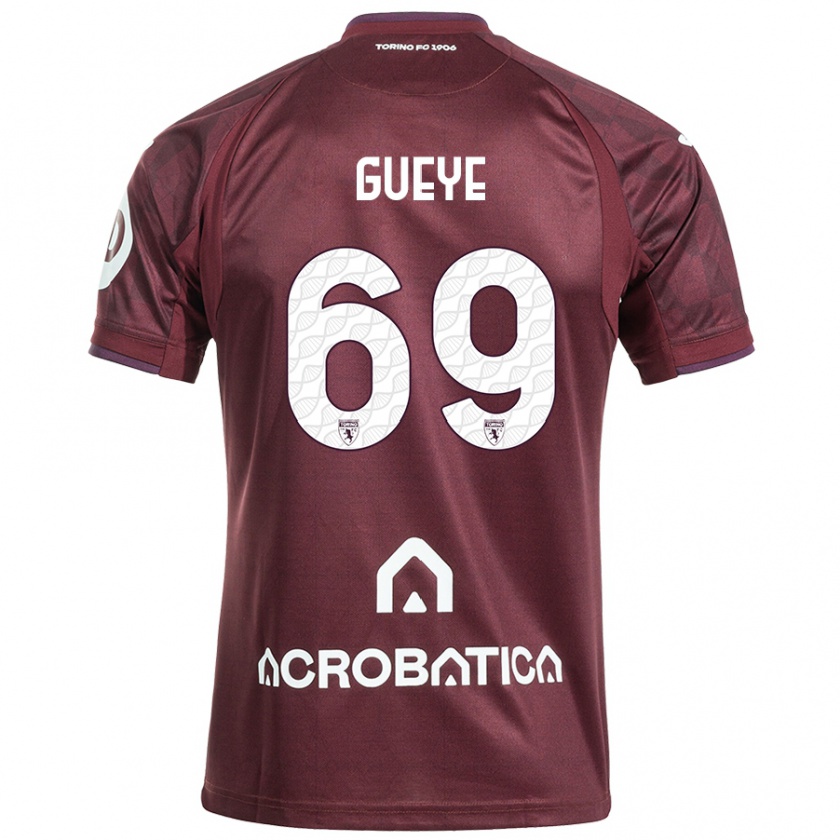 Kandiny Gyermek Ousmane Gueye #69 Barna Fehér Hazai Jersey 2024/25 Mez Póló Ing