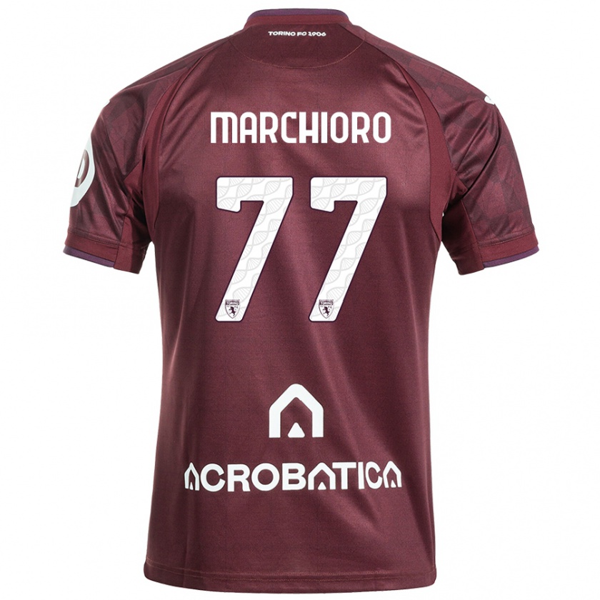 Kandiny Gyermek Raffaele Marchioro #77 Barna Fehér Hazai Jersey 2024/25 Mez Póló Ing