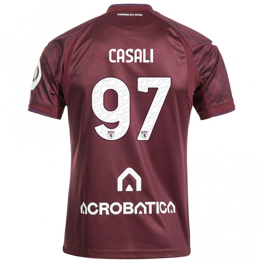 Kandiny Gyermek Michele Casali #97 Barna Fehér Hazai Jersey 2024/25 Mez Póló Ing