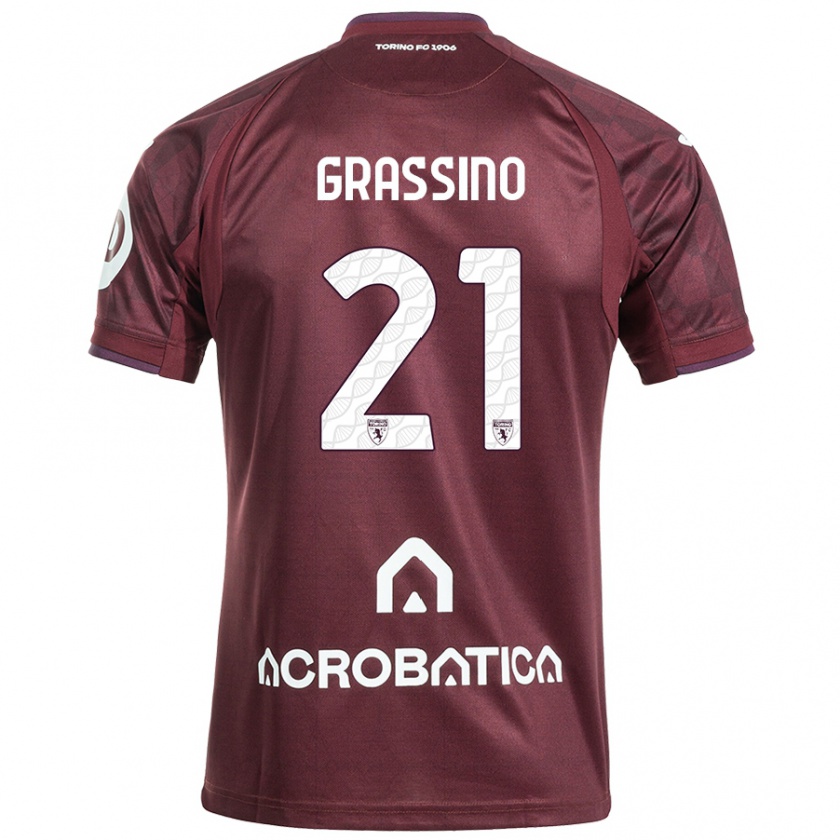 Kandiny Gyermek Giulia Grassino #21 Barna Fehér Hazai Jersey 2024/25 Mez Póló Ing