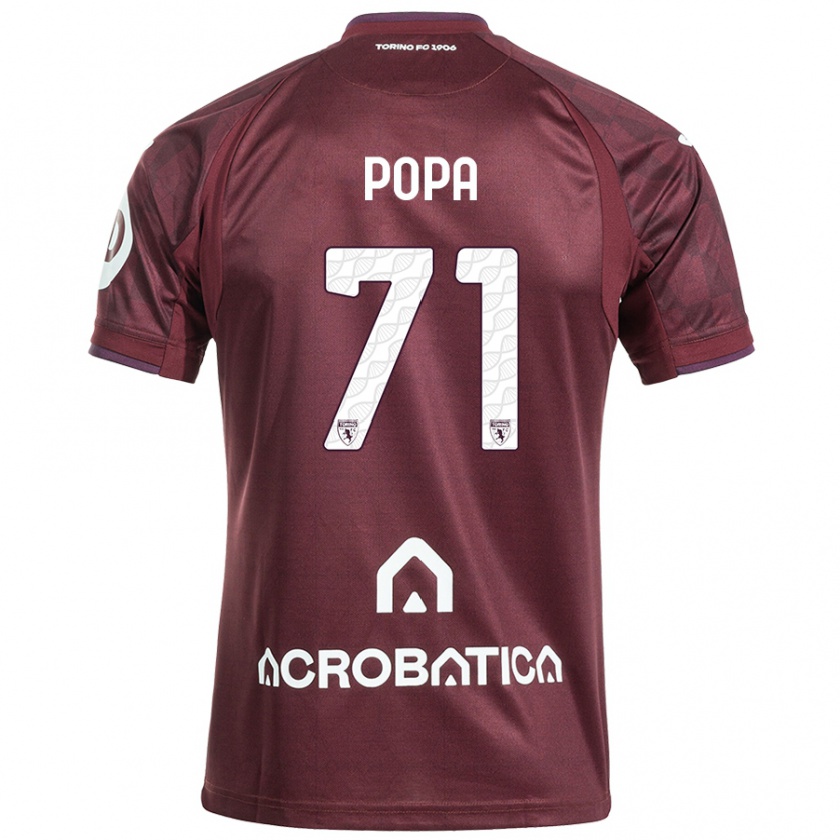 Kandiny Gyermek Mihai Popa #71 Barna Fehér Hazai Jersey 2024/25 Mez Póló Ing