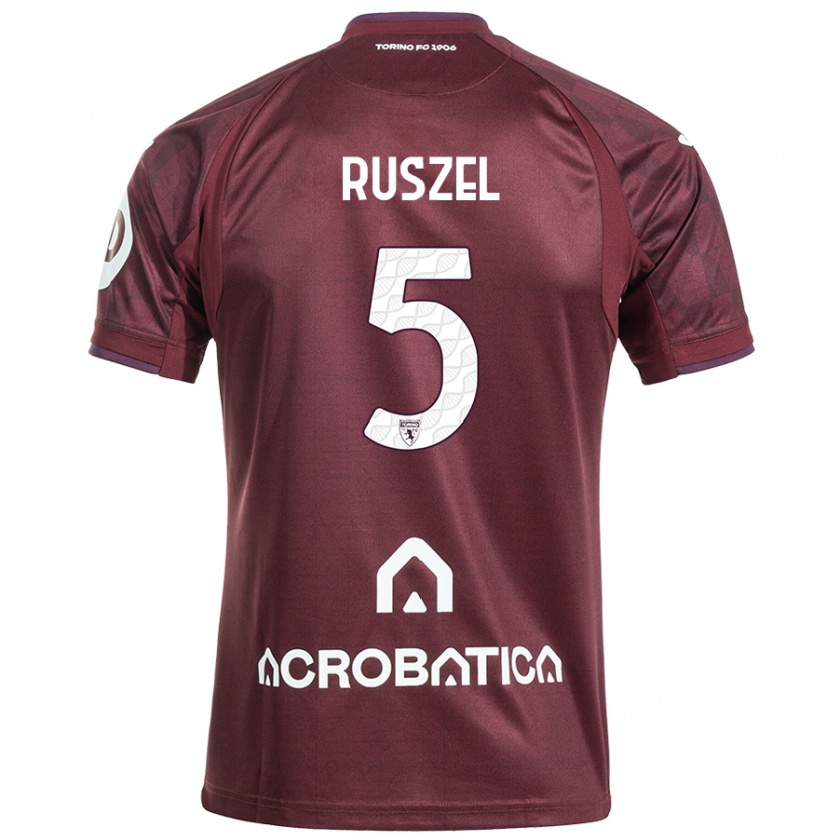 Kandiny Gyermek Marcel Ruszel #5 Barna Fehér Hazai Jersey 2024/25 Mez Póló Ing